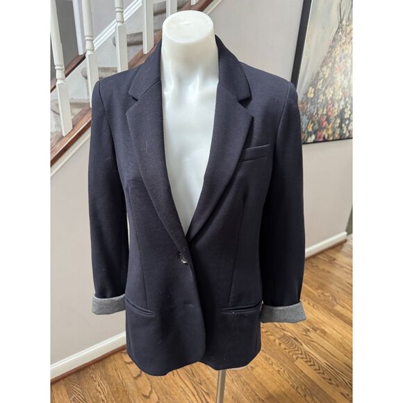 Vince Jackets & Blazers - Vince Women's Boyfriend Wool Blend Blazer Jacket Navy Blue Coastal Size 6
